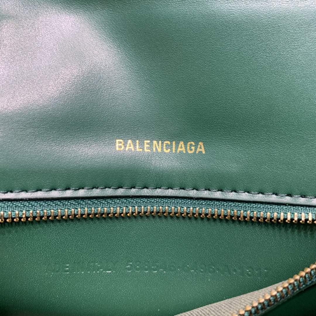 Balenciaga Hourglass XS Handbag Crocodile Embossed Shoulder Bag Dark Green